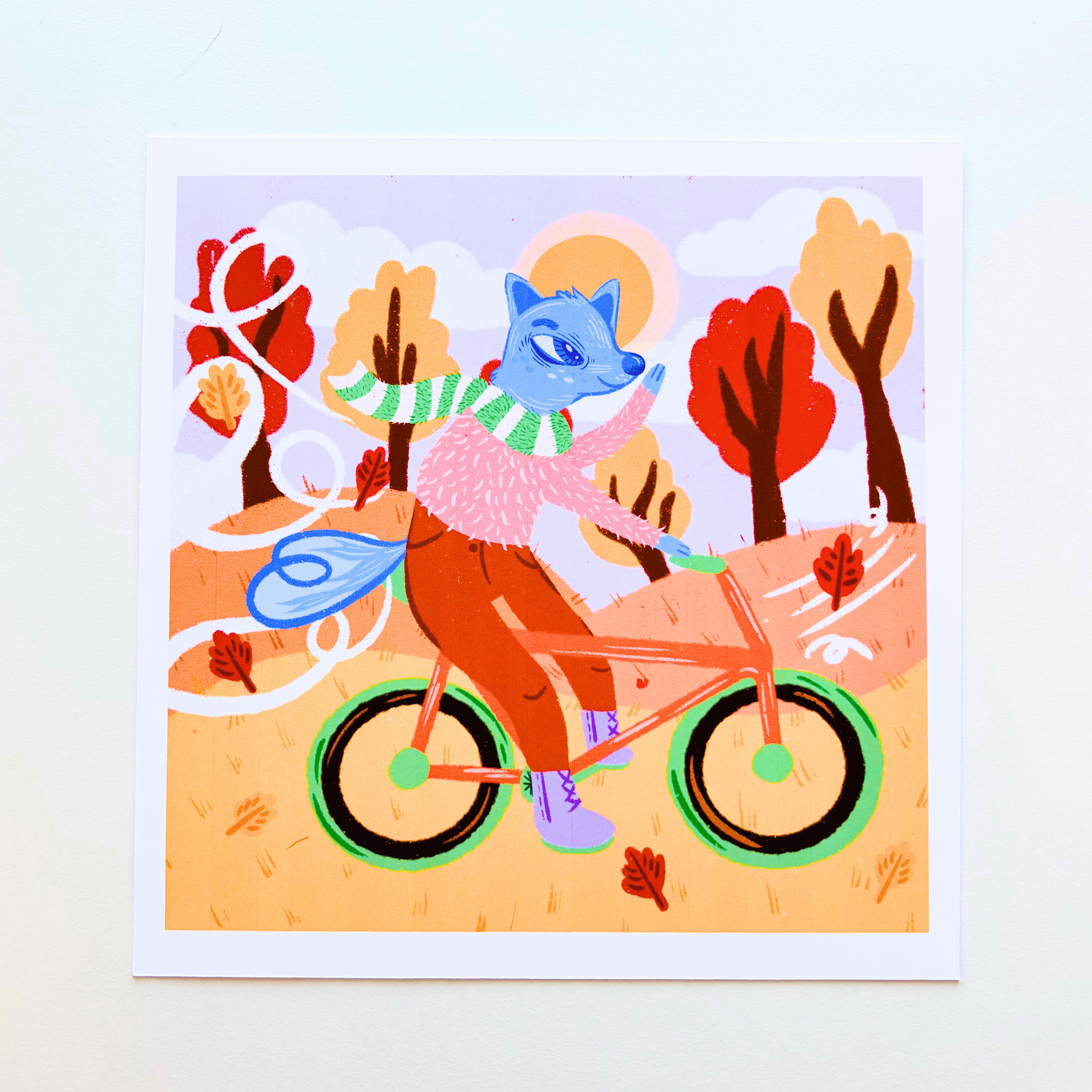 Fox Biking Print