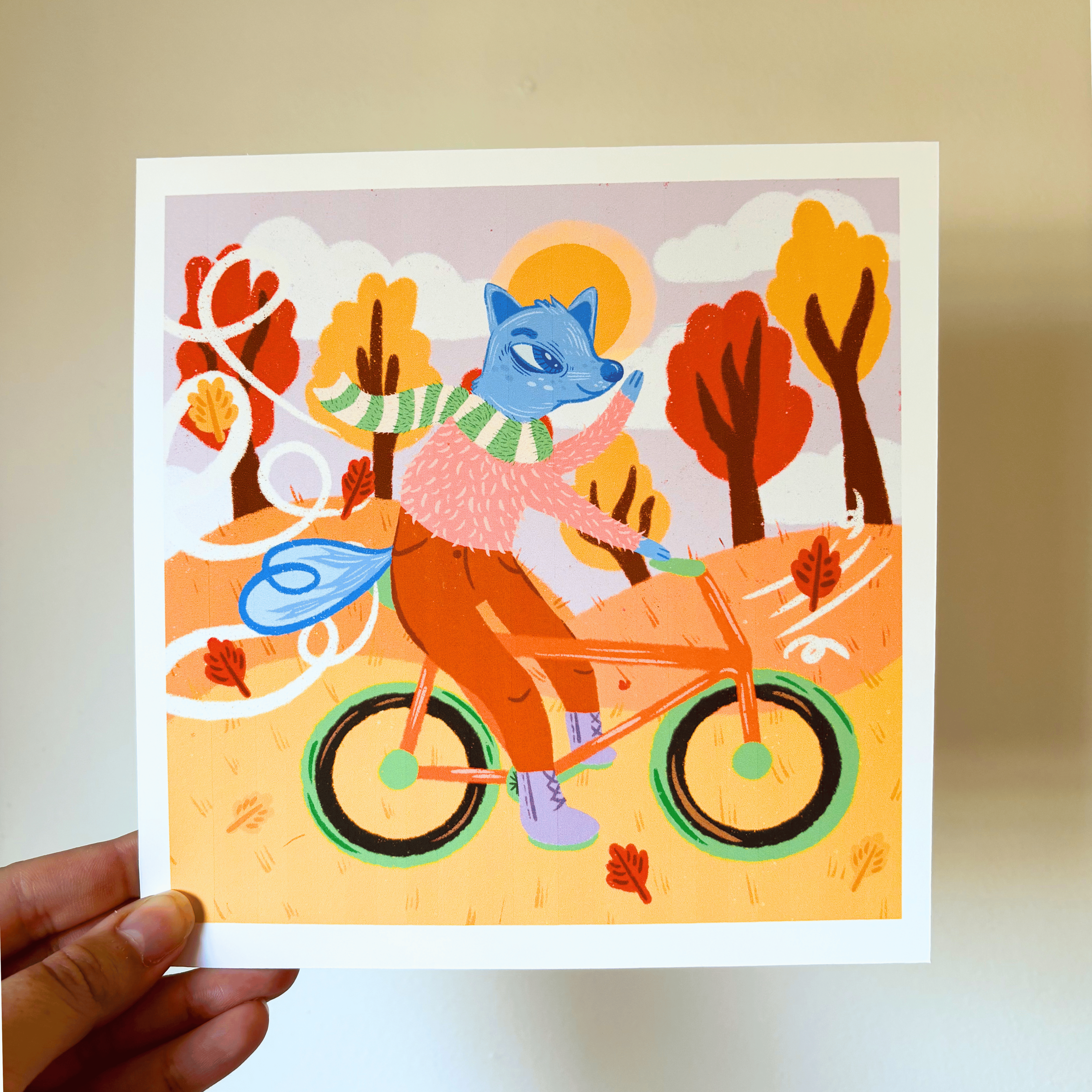 Fox Biking Print
